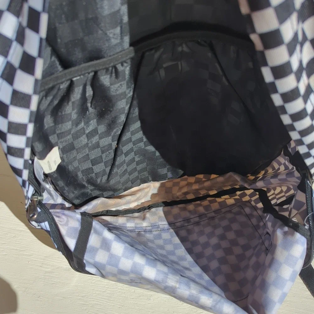 Vans Checkerboard Backpack Black White Classic Design Spacious School Travel Bag